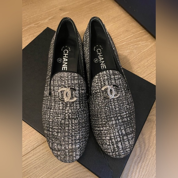 CHANEL Shoes - Chanel glitter opera loafers 37.5